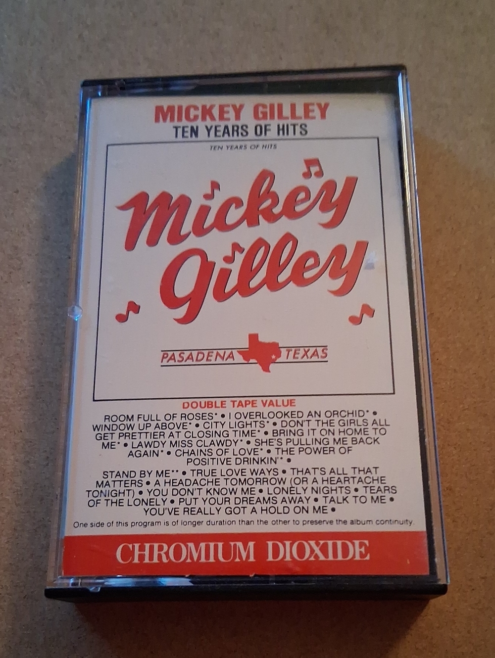 Mickey Gilley Ten Years of Hits Cassette - Red & White